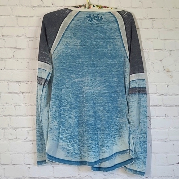 Y2K San Jose Sharks Hockey Long Sleeve Tie Front Blue Gray Top Shirt Womens Sz S - Picture 10 of 14